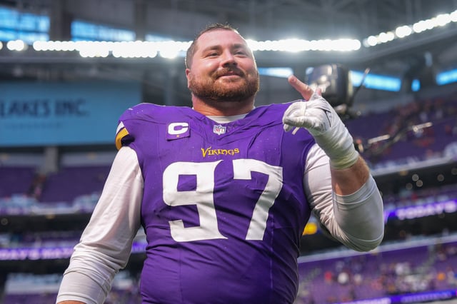 Sep 15, 2024; Minneapolis, Minnesota, USA; Minnesota Vikings defensive tackle Harrison Phillips (97) walks off the field after the game against the San Francisco 49ers at U.S. Bank Stadium. Mandatory Credit: Brad Rempel-Imagn Images/File Photo