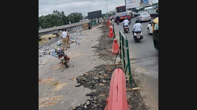 New Hebbal flyover loop work in progress.