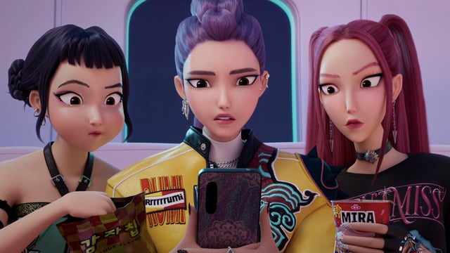 Zoey, Rumi, and Mira in KPop Demon Hunters