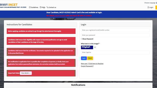 Indian Navy INICET Admit Card 2025 Out  | Image: File Photo