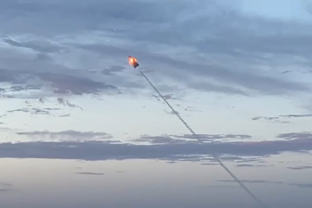A Patriot Advanced Capability-2 (PAC-2) missile explodes a few seconds after launch during a firing exercise in southern Taiwan on August 20, 2025.