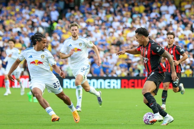 Noah Okafor (R) signed for Leeds United less than a fortnight after playing against them for Serie A giants AC Milan