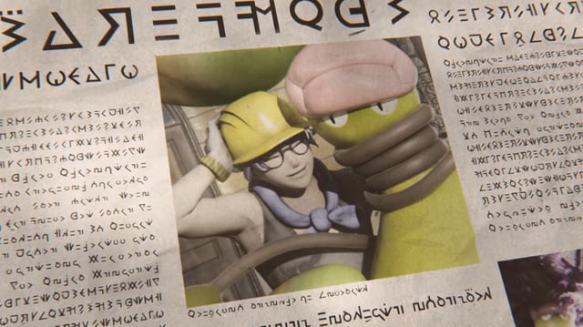 A trainer in a helmet photographed next to the newly revealed Mega Victreebell in a promotional still for Pokémon Legends: Z-A