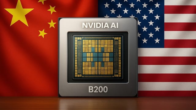 An image about China pushing to ban foreign chips from being used for AI inference, but need NVIDIA for now