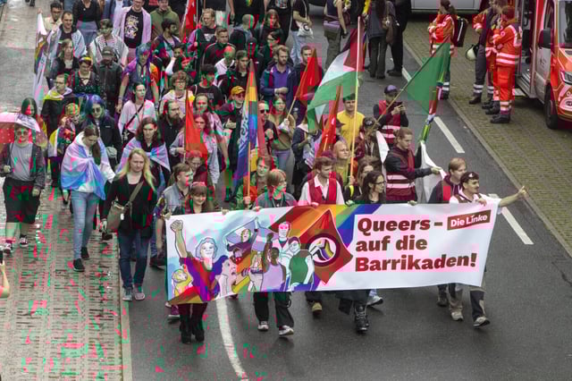 Die Linkspartei auf einem Christopher Street Day in Essen: Ihre Genossen im Südwesten wollen mit Trans-Themen punkten. (Themenbild)