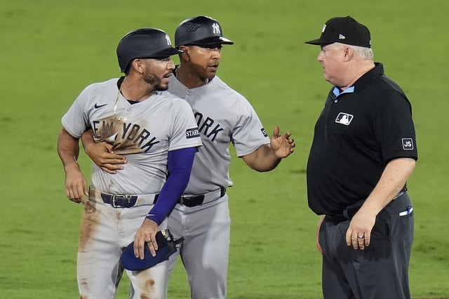 Yankees' Jose Caballero was ejected on Wednesday night against the Rays.