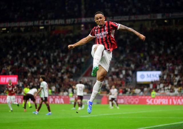 Soccer Football - Serie A - AC Milan v Torino - San Siro, Milan, Italy - August 17, 2024 AC Milan's Noah Okafor celebrates scoring their second goal REUTERS/Daniele Mascolo/File Photo