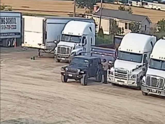A suspect is seen in a parking lot in the 2400 block of Cabana Road East shortly before a trailer full of meat was stollen on Aug. 2, 2025.