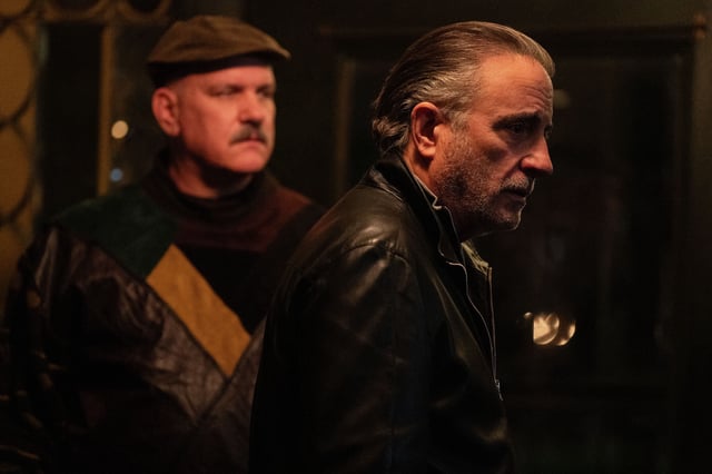 Mike O’Malley, left, and Andy Garcia star in “Eenie Meanie.”
