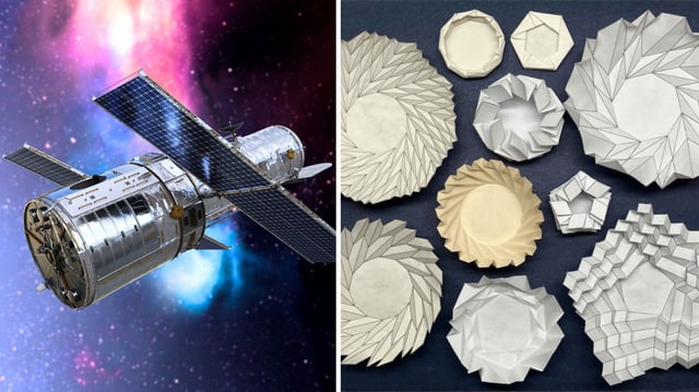 Satellite and origami patterns.