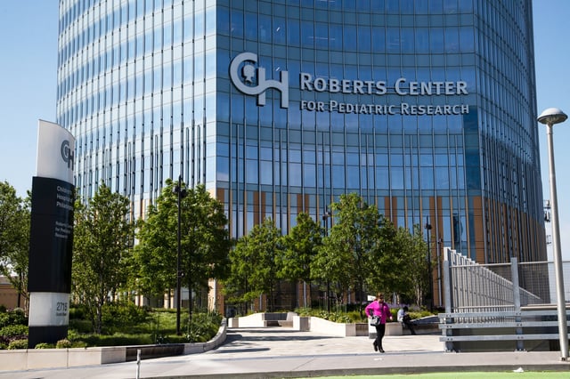 FILE - Children's Hospital of Philadelphia (CHOP) Roberts Center for Pediatric Research in Philadelphia, May 16, 2019. (AP Photo/Matt Rourke, File)