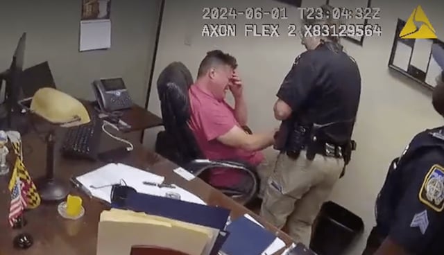 Baltimore County Councilman Todd Crandell is shown in a screenshot from an incident in June 2024 that was captured on bodyworn camera footage and recently released by the Baltimore County Police Department. (Screenshot)