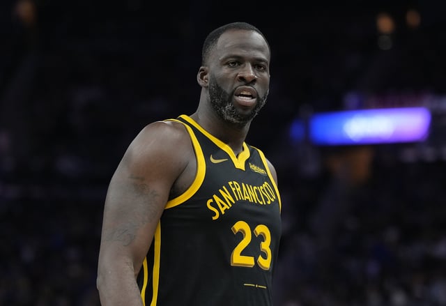 SAN FRANCISCO, CALIFORNIA - NOVEMBER 11: Draymond Green #23 of the Golden State Warriors looks on against the Cleveland Cavaliers during the first half of an NBA basketball game at Chase Center on November 11, 2023 in San Francisco, California. NOTE TO USER: User expressly acknowledges and agrees that, by downloading and or using this photograph, User is consenting to the terms and conditions of the Getty Images License Agreement.