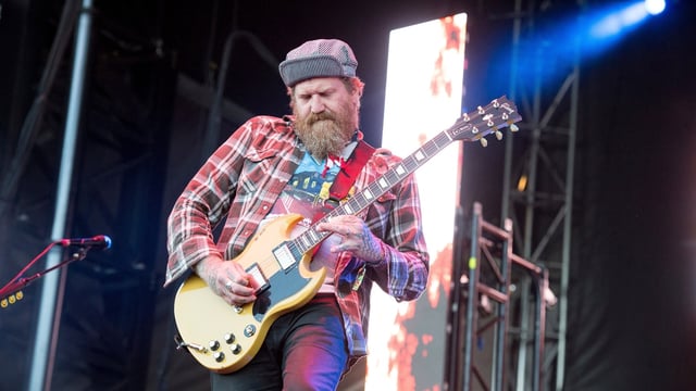 Brent Hinds of Mastodon performs at the Louder Than Life Music Festival at Champions Park on Saturday