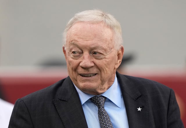 Dallas Cowboys owner Jerry Jones is seen on the field prior to a game against the San Francisco 49ers at Levi's Stadium on October 27, 2024 in Santa Clara, California.