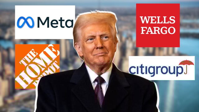 Donald Trump apuesta por empresas como Citigroup, Meta y Wells Fargo. Tras asumir el cargo ha invertido más de 100 mdd en bonos que benefician a estas y otras empresas