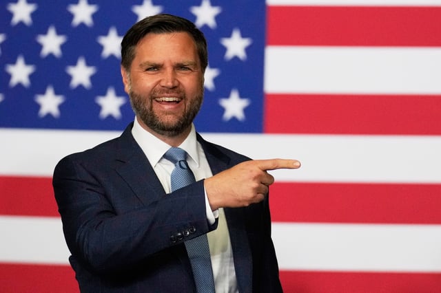 Vice President JD Vance arrives to speak during a visit to ALTA Refrigeration Inc., Thursday, Aug. 21, 2025, in Peachtree City, Ga. (AP Photo/Brynn Anderson)