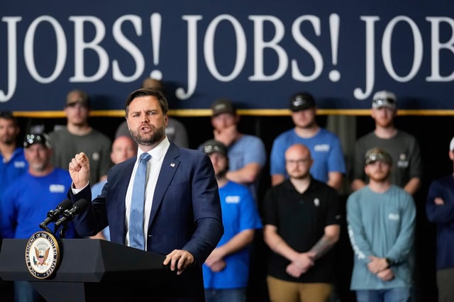 Vice President JD Vance speaks during a visit to ALTA Refrigeration Inc., Thursday, Aug. 21, 2025, in Peachtree City, Ga. (AP Photo/Brynn Anderson)