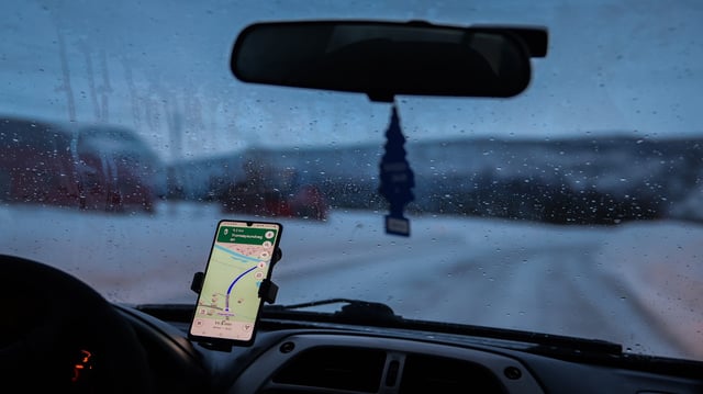 Google Maps is used while driving a car in Norway on January 13th, 2025. (Photo by Beata Zawrzel/NurPhoto via Getty Images)