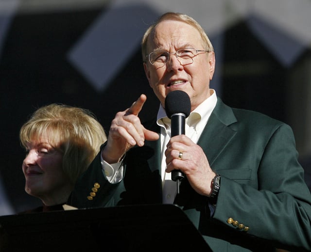 James Dobson, founder and chairman of Focus on the Family, speaks at a prayer event in San Diego in 2008.