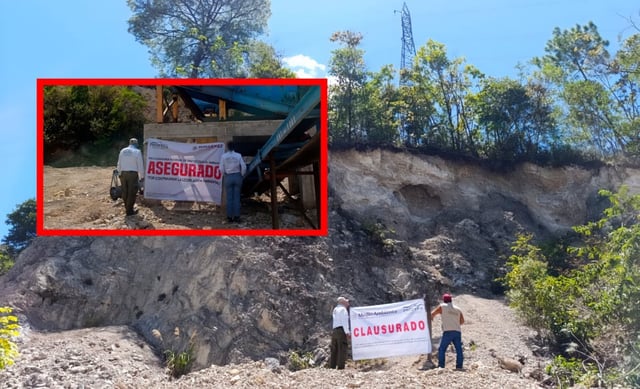 Clausuran tres predios en Ocosingo por extracción ilegal de material pétreo. / PROFEPA.