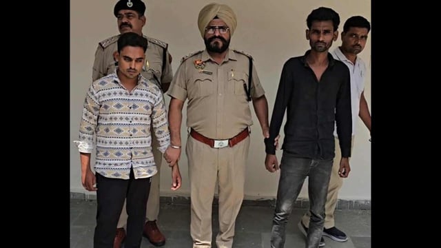 Accused in police custody in Karnal on Thursday. (HT Photo)