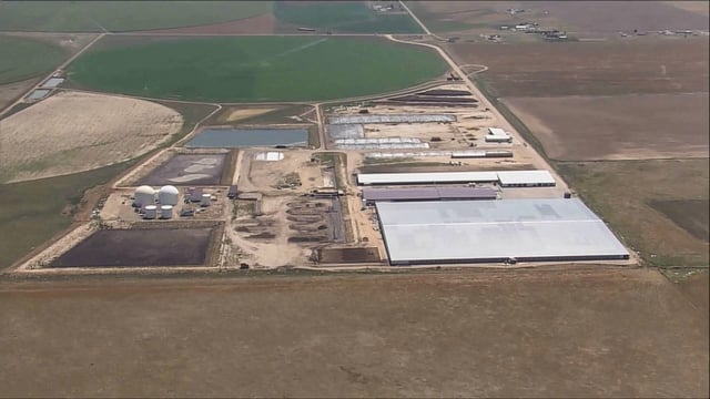 An aerial view of Prospect Ranch Dairy in Weld County, east of Keenesburg, Colo., on Aug. 21, 2025.