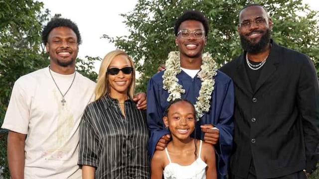 LeBron James’ son Bryce, whom he shares with wife Savannah James, is at the University of Arizona and will play on the Arizona Wildcats basketball team. 
In a video shared via social media in August, LeBron, 40, sang with excitement as Bryce came home for a few days. “🎶 ‘Dat boy from college for a lil bit’ 🎶 @_justbryce beard lookin tuff tho.”
In an Instagram post following his graduation, Savannah, 38, shared: “So proud of you and all the hard work you’ve done to get to this point. This is only the beginning! Keep striving to be the absolute best version of you! Love you more than words can explain and so excited to see what the future has for you!! I love you Stink!!”