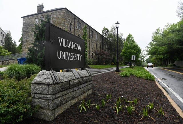 Signage for Villanova University on campus on May 9, 2025, outside of Philadelphia. 