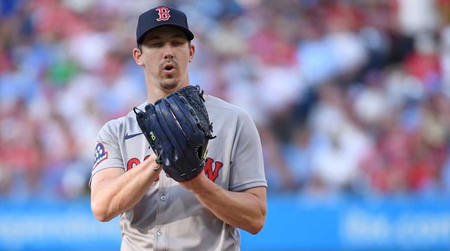 Jul 21, 2025; Philadelphia, Pennsylvania, USA; Boston Red Sox pitcher Walker Buehler (0) against the Philadelphia Phillies at Citizens Bank Park. Mandatory Credit: Eric Hartline-Imagn Images