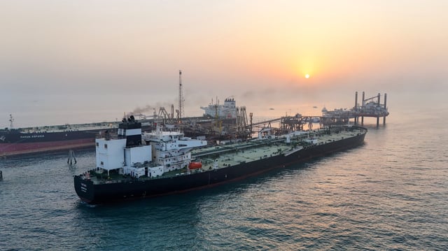 A drone view shows oil tankers loading crude oil at the Basra Oil Terminal in Iraqi territorial waters, off the coast of Basra, Iraq, August 5, 2025. REUTERS/Mohammed Aty/File Photo