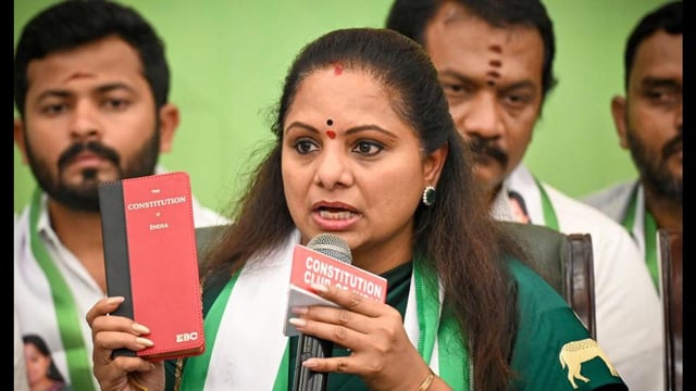 Bharat Rashtra Samithi (BRS) leader and MLC Kalvakuntla Kavitha. (HT PHOTO)