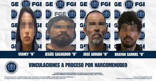 Los vinculados fueron Vianey “N”, Jesús Salvador “N”, José Adrián “N” y Brayan Samuel “N”. | Foto: cortesía