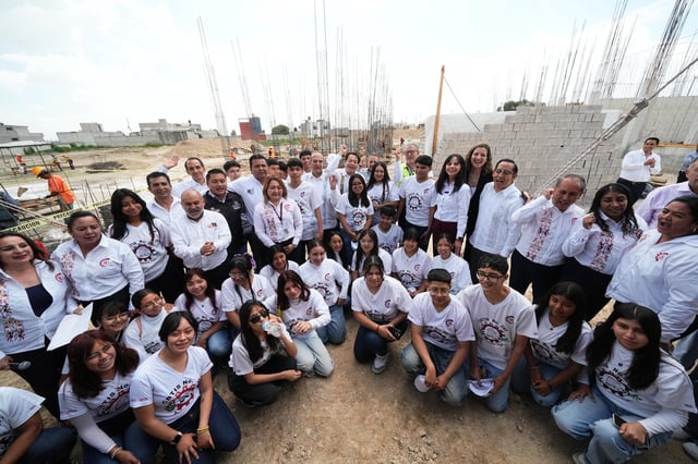 Mario Delgado, titular de la SEP, superviso las obras de construcción del CBTIS de Tizayuca, Hidalgo.