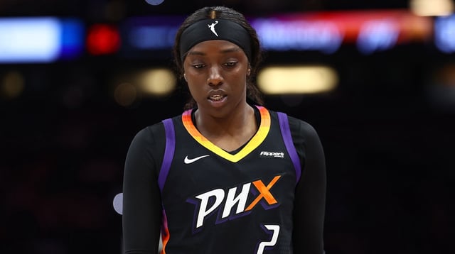 Aug 10, 2025; Phoenix, Arizona, USA; Phoenix Mercury guard Kahleah Copper (2) against the Atlanta Dream at PHX Arena. Mandatory Credit: Mark J. Rebilas-Imagn Images