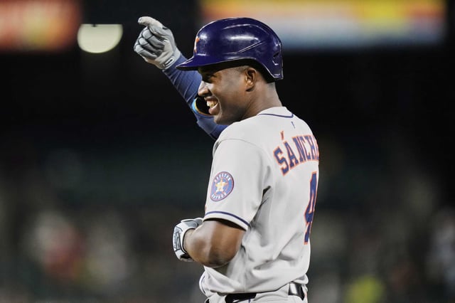 After being in an 0-for-29 slump, Astros outfielder Jesús Sánchez erupted with his second career five-hit game in Thursday's win at Baltimore.