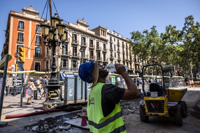 A Barcelone durant les fortes chaleurs, le 11 août.