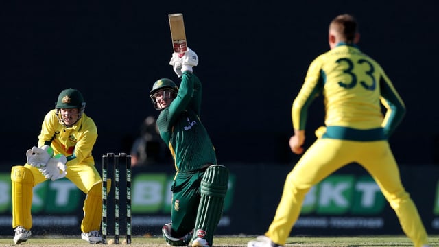 Matthew Breetzke in action during his innings of 88 against Australia.