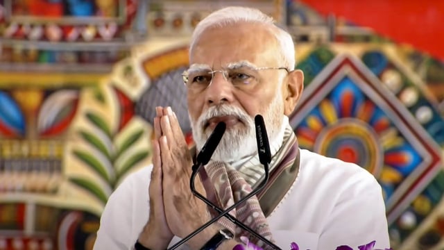 Prime Minister Narendra Modi addresses a public meeting, in Gayaji, Bihar.