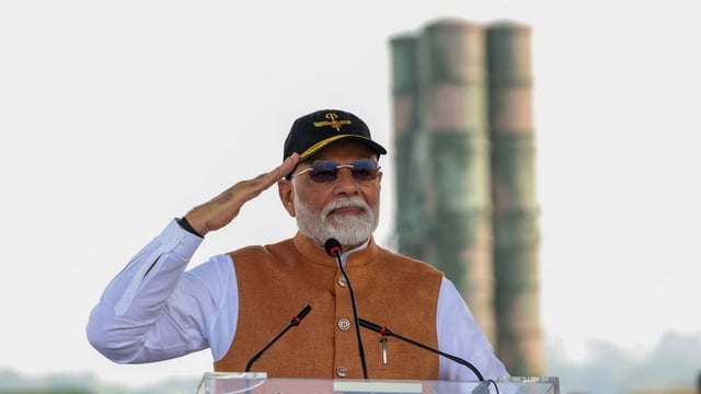 Prime Minister Narendra Modi at Adampur airbase on May 13, a day after he made a speech to the nation on Operation Sindoor. Image courtesy: X