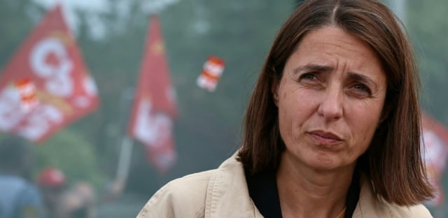 La secrétaire générale de la CGT Sophie Binet, à Mertzwiller (Bas-Rhin) le 5 juin 2025