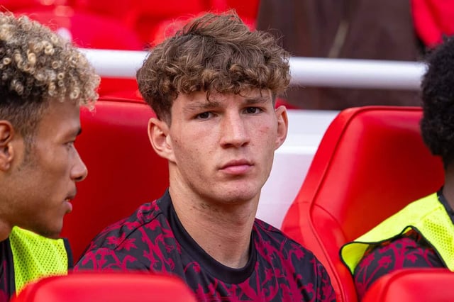 LIVERPOOL, ENGLAND - Monday, August 4, 2025: Liverpool's Lewis Koumas on the bench before a pre-season friendly match between Liverpool FC and Athletic Bilbao at Anfield. Liverpool won 4-1. (Photo by David Rawcliffe/Propaganda)