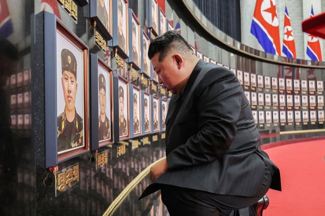 An image released on Friday shows North Korean leader Kim Jong Un visits the memorial wall in Pyongyang, for soldiers lost fighting in Russia's Kursk region.