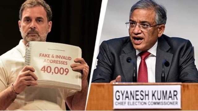 Congress MP Rahul Gandhi and Chief Election Commissioner (CEC) Gyanesh Kumar.
