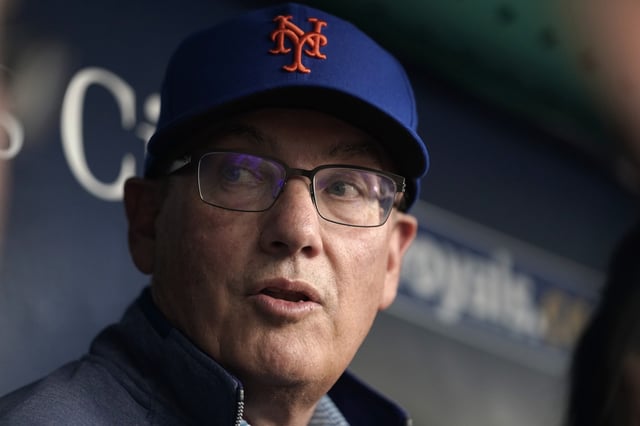KANSAS CITY, MISSOURI - AUGUST 02: Owner Steve Cohen of the New York Mets talks with members of the media prior to a game between the New York Mets and Kansas City Royals at Kauffman Stadium on August 02, 2023 in Kansas City, Missouri. (Photo by Ed Zurga/Getty Images)