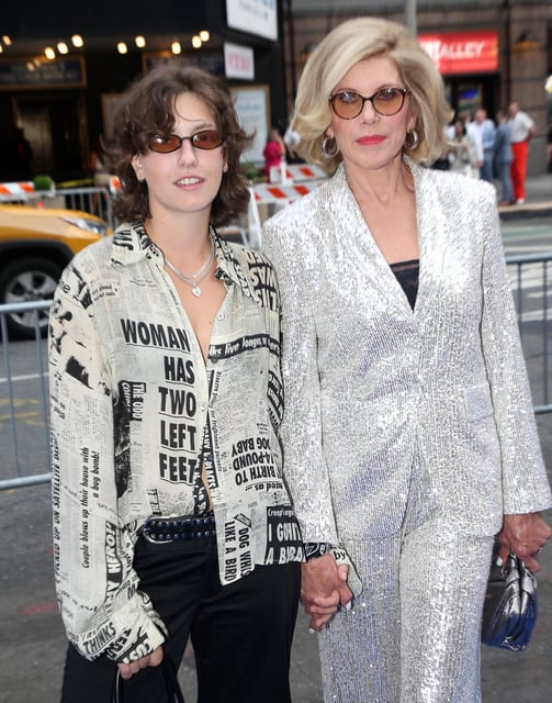 King Princess and Christine Baranski held hands at the  re-opening night of 'Mamma Mia' on Broadway. (Bruce Glikas/WireImage)