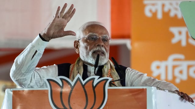 Kolkata: Prime Minister Narendra Modi addresses a public meeting, in Kolkata, Friday, Aug. 22, 2025.