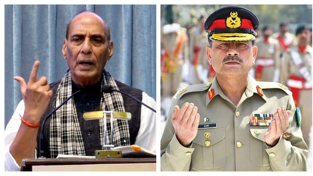 Union Defence Minister Rajnath Singh and Pakistan's Army Chief General Asim Munir. 