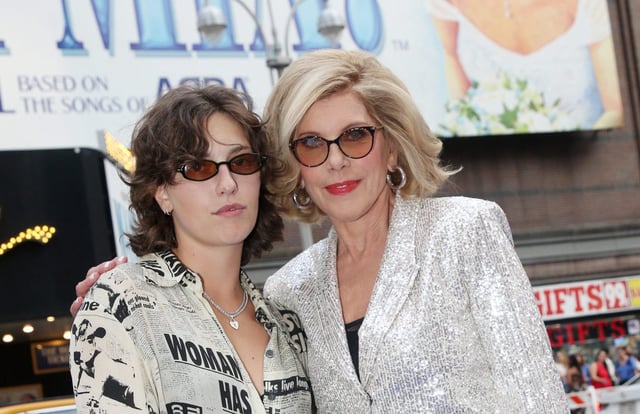 King Princess, left, and Christine Baranski pose at the gala re-opening night of "Mamma Mia" on Broadway at the Winter Garden Theatre on August 18, 2025 in New York City.  (Photo by Bruce Glikas/WireImage)