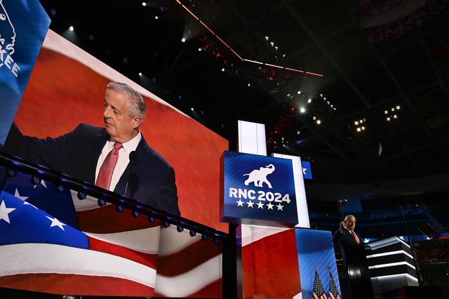 Michael Whatley, former chair of Republican National Committee, speaks at the 2024 Republican National Convention hosted at the Fiserv Forum in Milwaukee, Wisconsin, on July 16, 2024.
